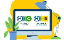 Illustration d'un ordinateur avec sur l'écran la page d'accueil du site de la ligne C (Agrandir l'image - fenêtre modale)