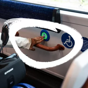 bouton abaissé dans un bus