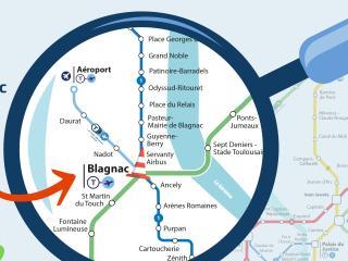 Effet loupe sur la localisation géographique de la station Blagnac (Agrandir l'image - fenêtre modale)