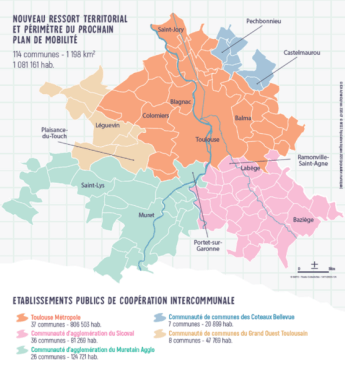 carte illustrative du ressort territorial de Tisséo Collectivités (Agrandir l'image - fenêtre modale)