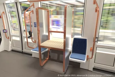 Photo montrant l'intérieur espace bagagerie de la rame Ligne Aéroport (Agrandir l'image - fenêtre modale)