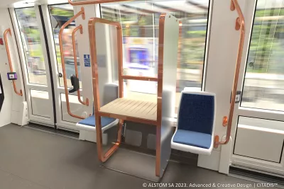 Photo montrant l'intérieur espace bagagerie de la rame Ligne Aéroport (Agrandir l'image - fenêtre modale)